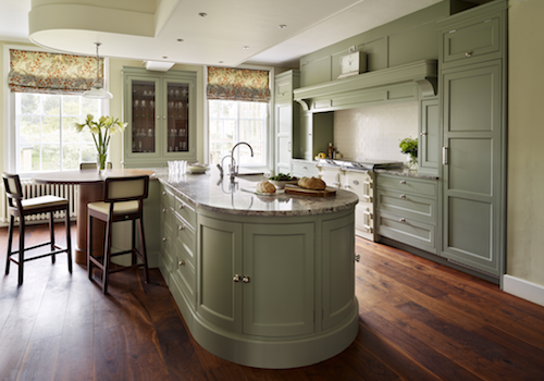 Green Curved Kitchen Cabinet And Cupboards