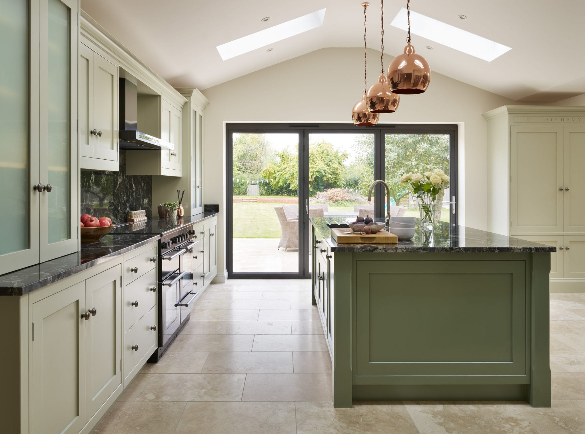 green color modern kitchen