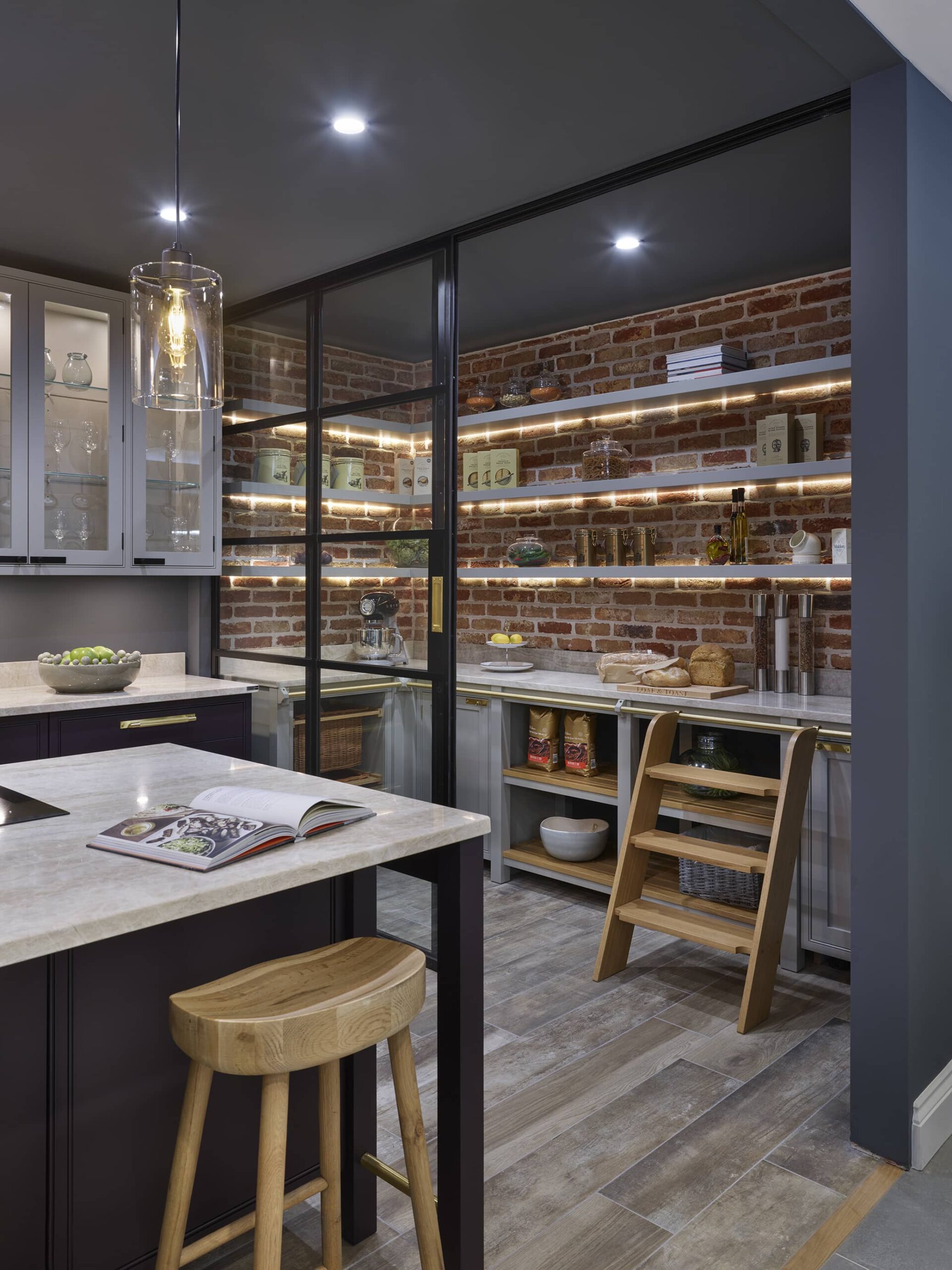 Shaker kitchen with modern lighting