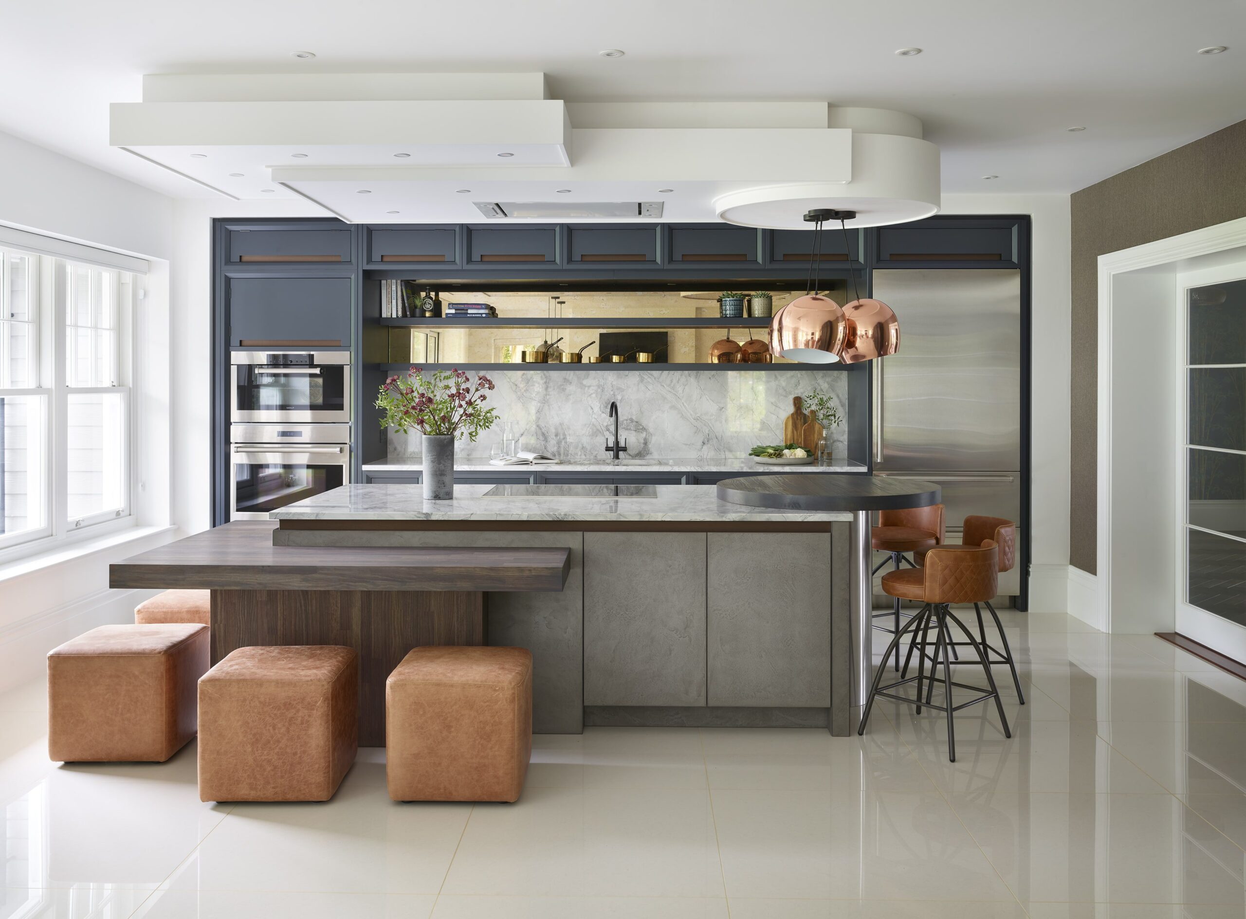 Modern kitchen with island and multiple seating