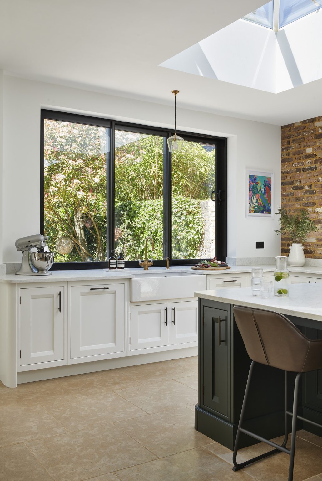 White Kitchen With Glass Roof