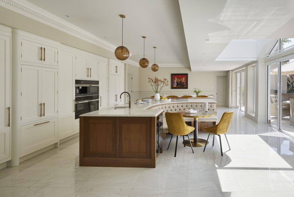 cream shaker kitchen with a touch of wood