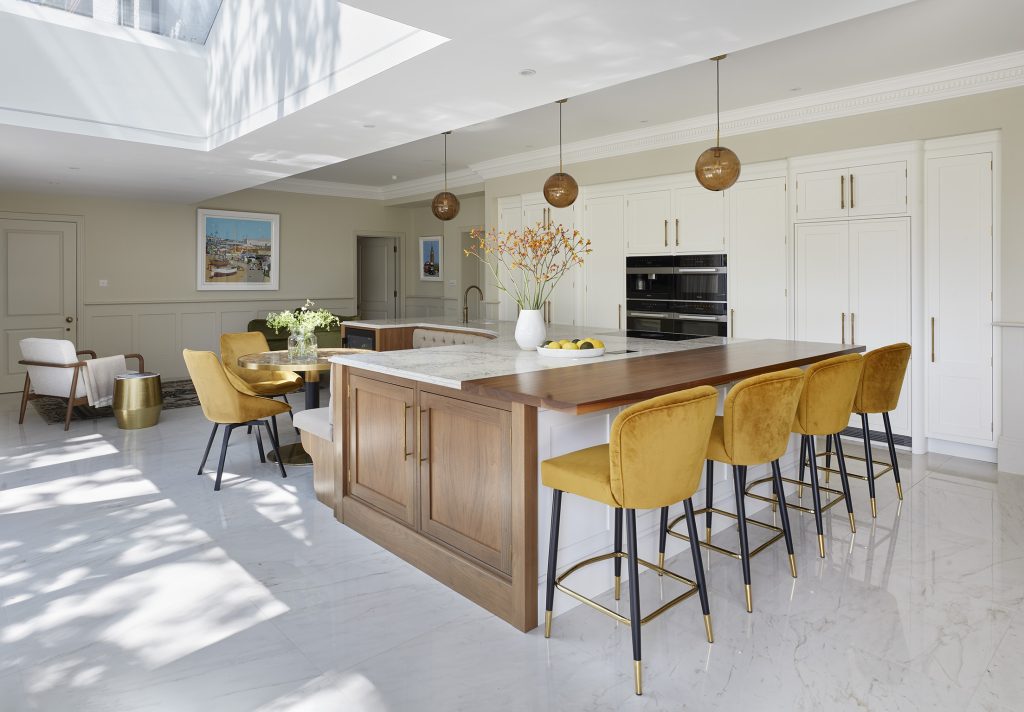 white shaker kitchen with wood