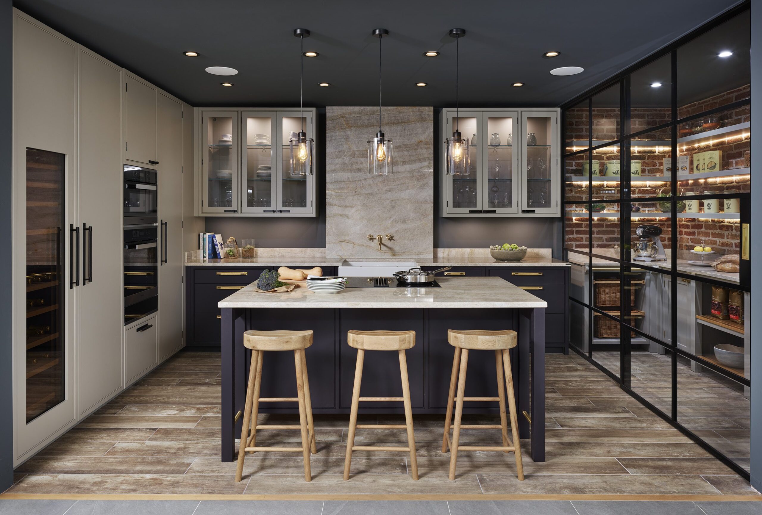 fitted kitchen with wine fridge